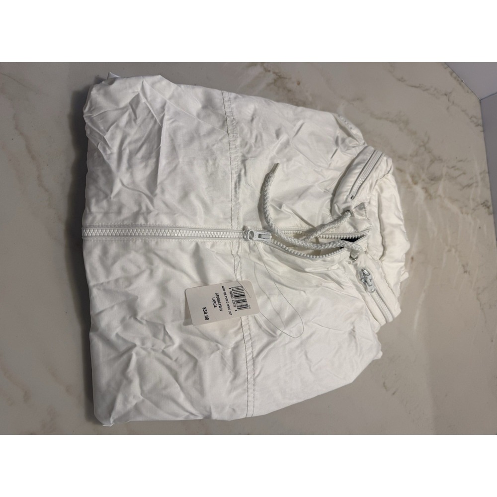 Foot Locker Windbreaker Jacket Mens Large White Full Zip Hooded Lightweight
